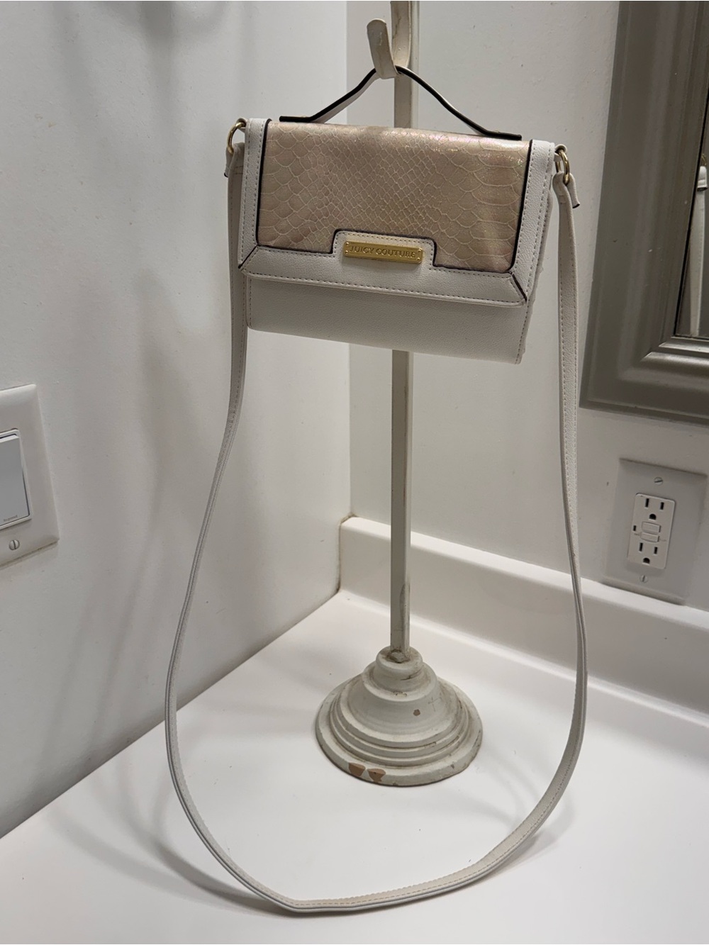 Juicy Couture Flirt White and Iridescent Crossbody purse. Mermaid vibes!